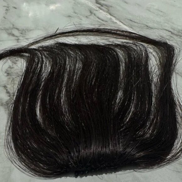 100% Human hair 1 Black Clip in Bangs - Picture 2 of 9
